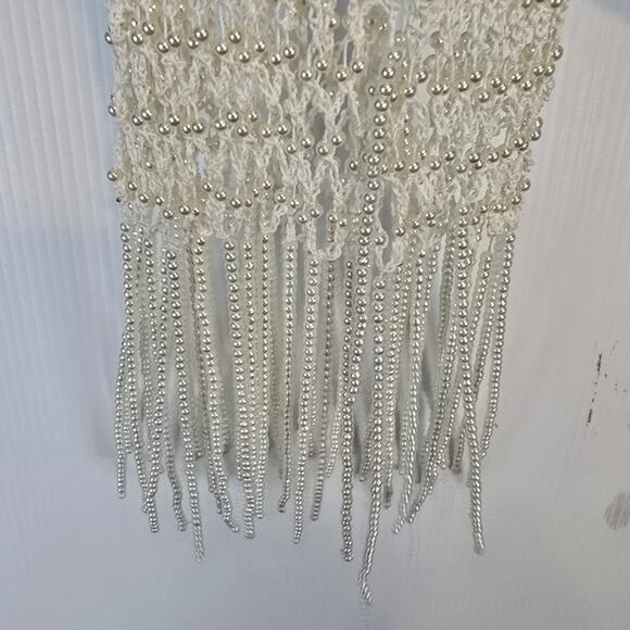 L'Agence Angela Crochet Mesh Cover Up Dress Pearl Fringe Small NEW - Picture 9 of 9